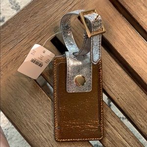 NWT J. Crew Metallic Leather Luggage Tag